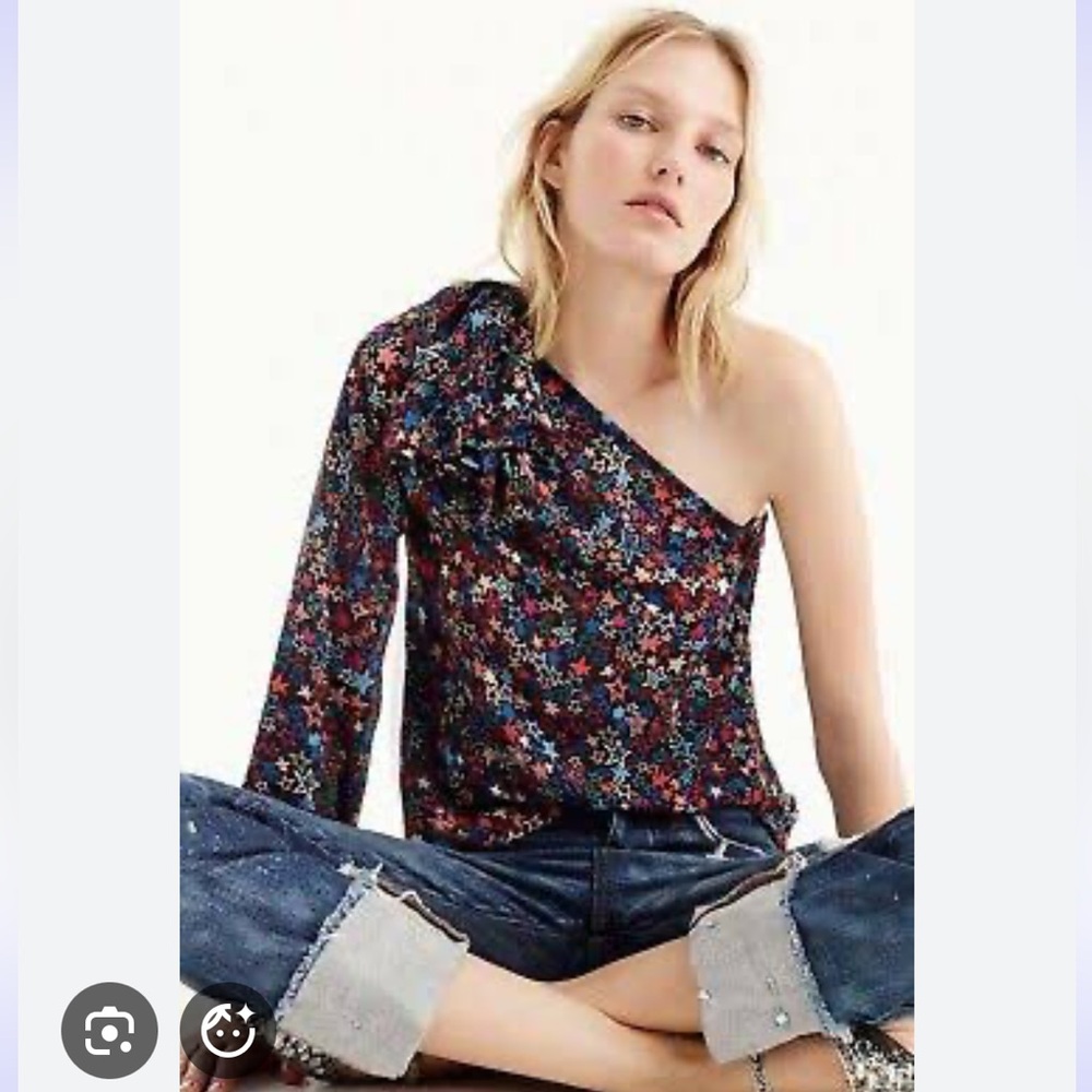 J.Crew one shoulder kaleidoscope star print blouse- SZ 00